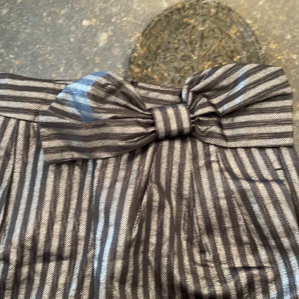 Armani Sz 4 *BOW* BLK&Silver Lined Mini Skirt - Picture 7 of 11